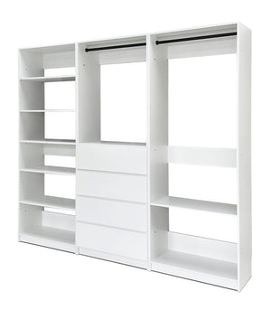 English Elm Prosper White Freestanding Walk-In Wood Closet System – Modular Melamine Oak Finish, Durable Storage Craftsmanship B040S00149