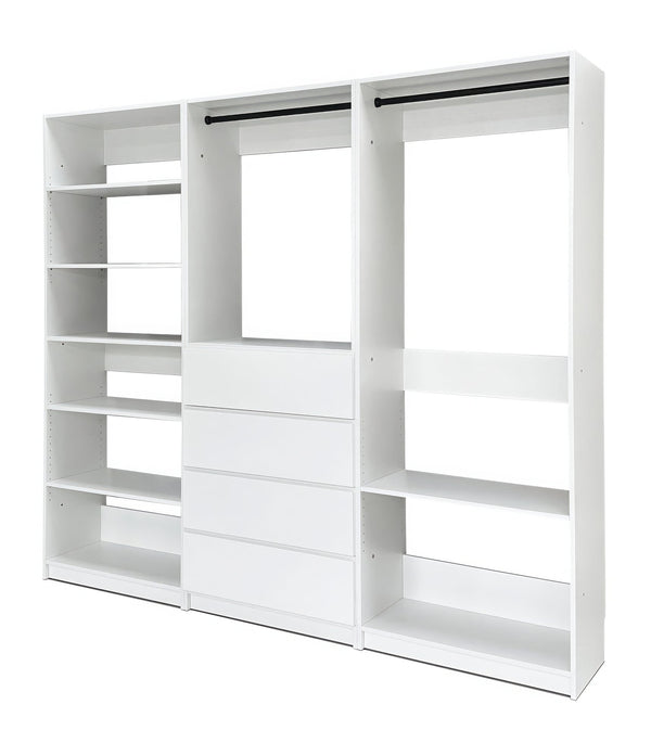 English Elm Prosper White Freestanding Walk-In Wood Closet System – Modular Melamine Oak Finish, Durable Storage Craftsmanship B040S00149