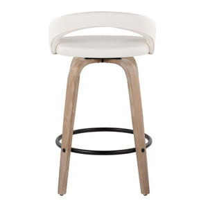 English Elm Fixed-height Swivel Counterstools Whitewashed Wood Faux Leather Kitchen Seating Pair B202S01831