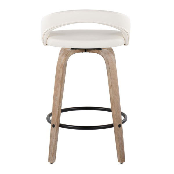 English Elm Fixed-height Swivel Counterstools Whitewashed Wood Faux Leather Kitchen Seating Pair B202S01831