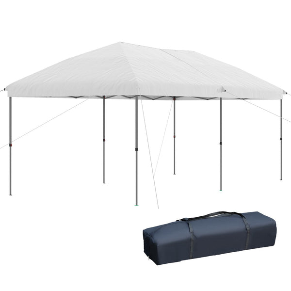 English Elm Outsunny 10' X 19' Pop Up Canopy Tent With Easy Setup, Adjustable Height, Carry Bag For Events & Patio W2225P174200-GIGA
