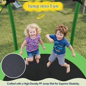 English Elm [without Basketball Hoop] 5.5 Ft Kids Trampoline with Safety Net and Foam Padded Poles Green N739P443065F