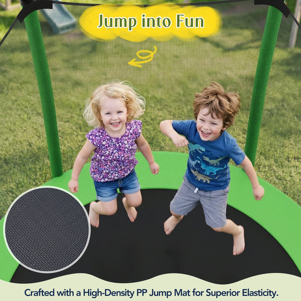 English Elm [without Basketball Hoop] 5.5 Ft Kids Trampoline with Safety Net and Foam Padded Poles Green N739P443065F
