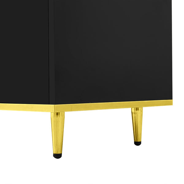 English Elm Vibe 70.9'' Modern Tv Stand For 80-Inch Tvs, Stylish Entertainment Center With Led Lights & Storage N724P284377B-GIGA