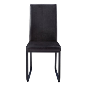 English Elm Dining Chair Set Of 2 – Contemporary Upholstered Side Chairs In Black Faux Leather With Metal Legs B2710P218822