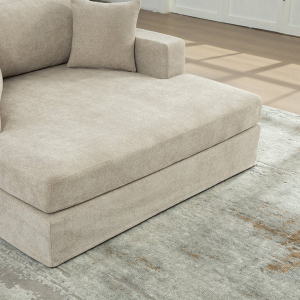 English Elm 56.3" Chenille Linen Sleeper Sofa with Pocketed Springs and Modern Metal Base W3189S00009