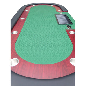 English Elm 96" Oval Speed Cloth Poker Table Seats 10 with Wooden Rail and Built-in Chip Tray W2748S00021