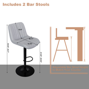 English Elm Swivel Modern Adjustable Bar Stools with 360° Rotation, Ergonomic Backrest, Soft Knit Seats Grey W2699P360245