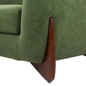 English Elm Jennifer Taylor Home - Alpine 44" Sherpa Arm Chair in Moss Green Teddy Fleece—Deep 24" Seat, Removable Cushion, Oak Legs B2719P280161