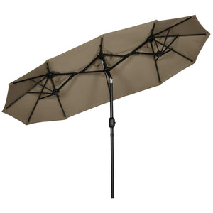 English Elm Outsunny 9.5' Double-Sided Patio Umbrella With Push Button Tilt, Durable Canopy & 12 Ribs For Shade W2225P200477-GIGA