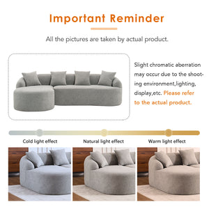 English Elm Boneless L-Shape Sectional Sofa with Curved Chaise Modern Modular Chenille Couch 30D Foam Comfort Lounge Elegance for Living Room Apartments Light Gray W2231S00010