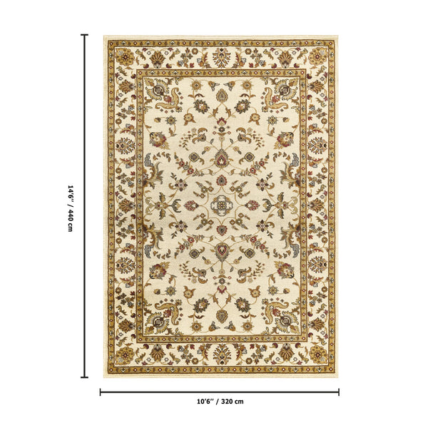 English Elm Classic Cream Traditional Area Rug with Timeless Motifs for Living and Dining Rooms B186P452252