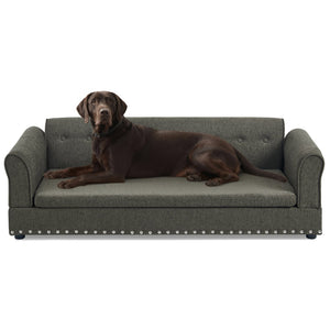 English Elm Oversized Dog Sofa Bed in Linen with Rubberwood Frame Armrests and Backrest Support W487P430329