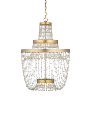 Currey & Company Mademoiselle Medium Chandelier - Elegant Glass Bead Design In Gold Leaf Finish For Stunning Ambiance Brass Glass Beads ,Wrought Iron 9000-1305-currey-company