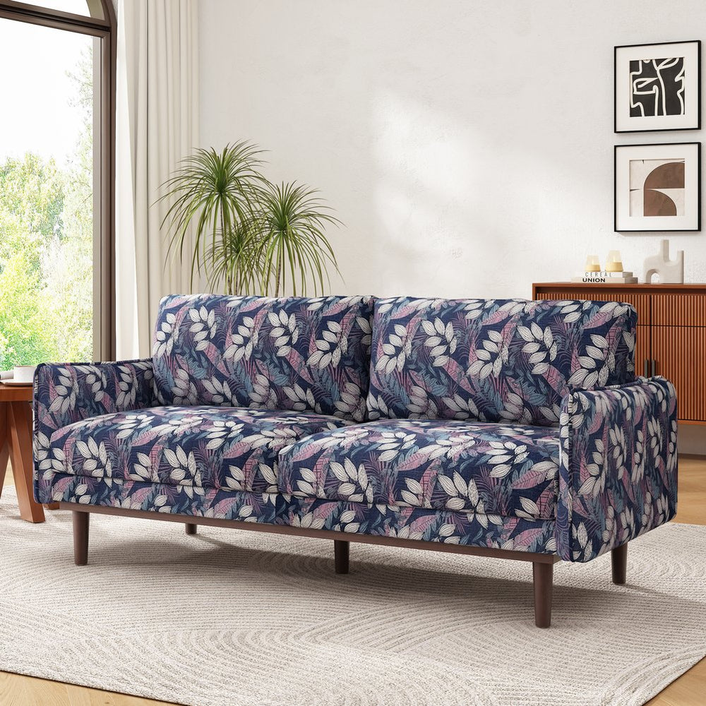 English Elm Modern Chenille Loveseat with Pocket Spring Cushions and Rubberwood Legs for Living Room Blue N763P347228C