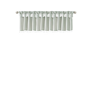 JLA Home Madison Park - Lightweight Faux Silk Valance with Beaded Trim, Lined Twist-Tab Top for Privacy and Elegant Draping Dusty Aqua MP41-4455