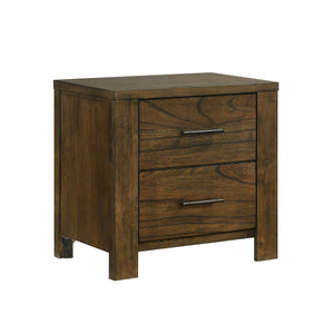 English Elm 1pc Sullivan Oak Finish Nightstand with 2 Drawers Rustic Wire-Brushed Mindy Veneer Bedroom Accent B011P207856