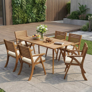 English Elm Helen Outdoor Acacia Hardwood Dining Chairs Curved Slat Back Patio Set of Two 54555.00TEA6_57488.00