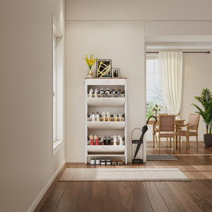 English Elm Shoe Storage Cabinet Slim 3 Flip Drawers + 1 Drawer, Holds 12-15 Pairs, Durable MDF & Metal Frame, Alabaster090 W2948P245239