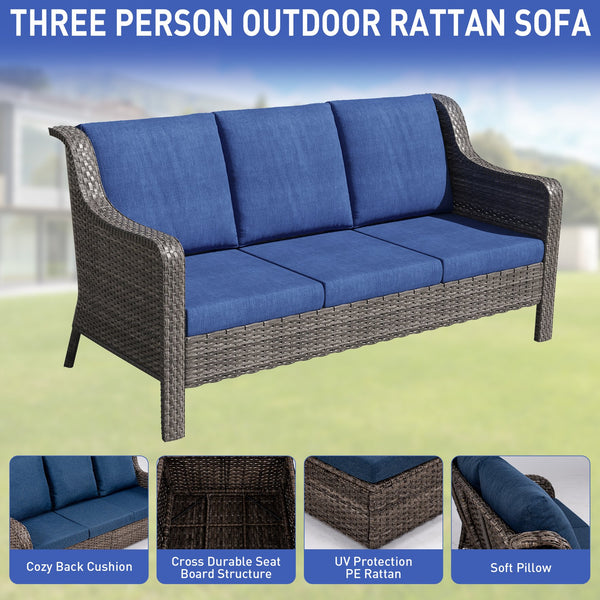 English Elm Jb Outdoor 5 Piece Pe Rattan Resort Set with Swivel Chairs and Weatherproof Cushions T5925S00007