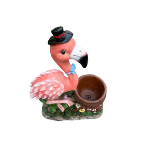 English Elm Outdoor Whimsical Flamingo Resin Planter Sculpted Garden Statue for Porch Decor W5398P454682