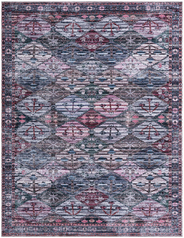 Unique Loom Mangata Maya Machine Made Border Rug Multi, Blue/Gray/Light Blue/Beige/Black/Navy Blue/Red/Pink 7' 10" x 10' 0"