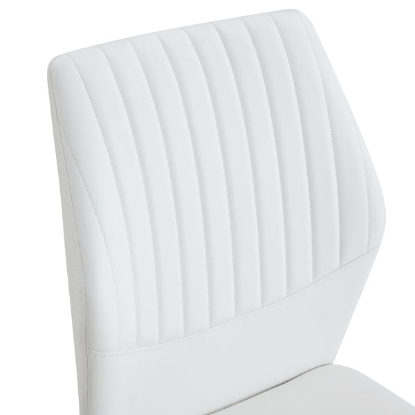 English Elm Luxury Dining Chair Set Of 6 - White Pu Upholstered Chairs With Gold Metal Legs For Elegant Spaces W1151P282699