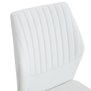 English Elm Luxury White Pu Dining Chair Set Of 4 - Modern High Resilience Seating With Gold Metal Legs & Style W1151P282689