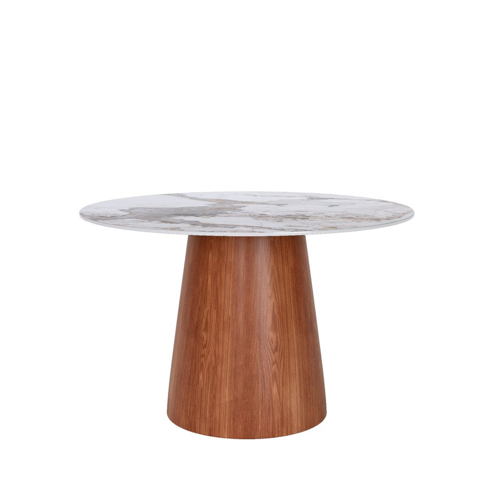 English Elm Small Round Solid Wood Pedestal Dining Table - Modern 39" Sintered Stone Top For 2-4 People T3833S00037-GIGA