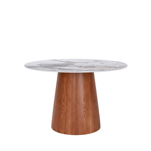 English Elm Small Round Solid Wood Pedestal Dining Table - Modern 39" Sintered Stone Top For 2-4 People T3833S00037-GIGA