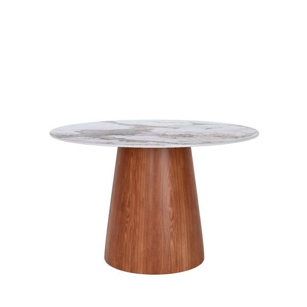 English Elm Small Round Solid Wood Pedestal Dining Table - Modern 39" Sintered Stone Top For 2-4 People T3833S00037-GIGA