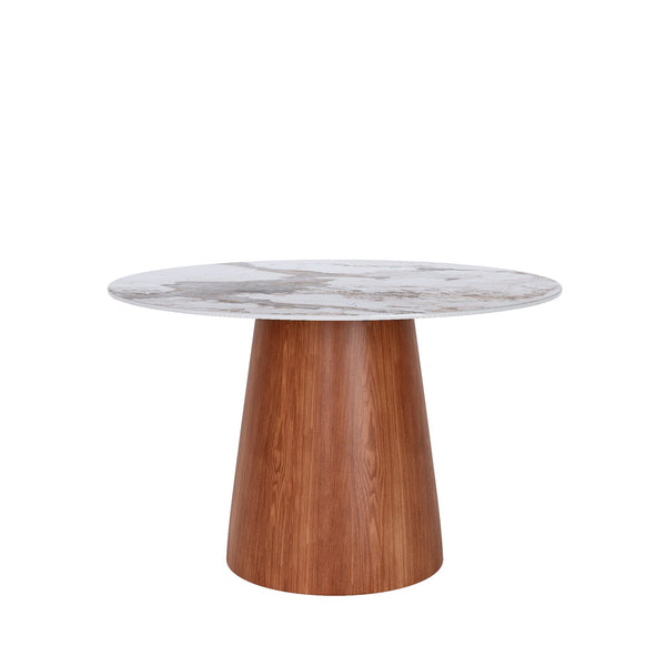 English Elm Small Round Solid Wood Pedestal Dining Table with Sintered Stone Top, Durable Family-Friendly Design T3833S00037 T3833S00037