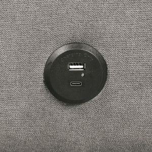 English Elm Contemporary Tufted Futon Sofa with USB Port, Channel Back, Track Arms, Converts to Bed, Sleek Design Gray 45 L x 37 W x 18.5 H B011P309284