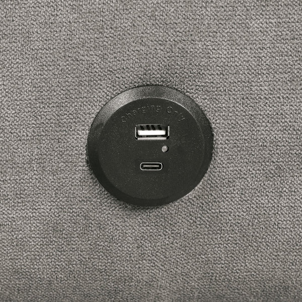 English Elm Contemporary Tufted Futon Sofa with USB Port, Channel Back, Track Arms, Converts to Bed, Sleek Design Gray 45 L x 37 W x 18.5 H B011P309284