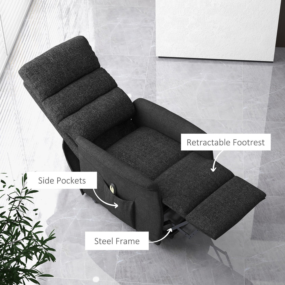 English Elm Electric Power Lift Recliner Chair with Wired Remote Linen Upholstery Living Room T3971P405317