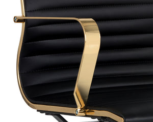 Sunpan Jessica Office Chair - Glamorous Faux Leather Design with Polished Gold Frame for Stylish Mobility Black