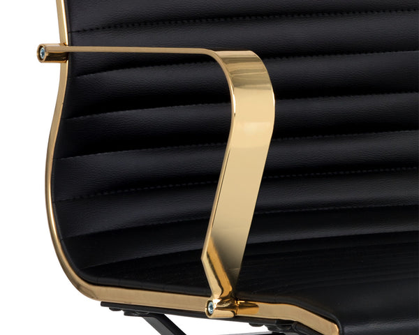 Sunpan Jessica Office Chair - Glamorous Faux Leather Design with Polished Gold Frame for Stylish Mobility Black