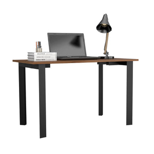 English Elm Marrakech Brown Writing Desk with Four Steel Legs — Compact 29"x47" Particleboard Workspace, Easy Assembly B128S00168