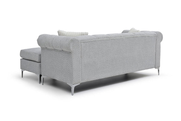 English Elm Sammy Chenille Chaise Sofa with Chrome Nailheads Mid-century Plush Seating for Living Room B078S00658