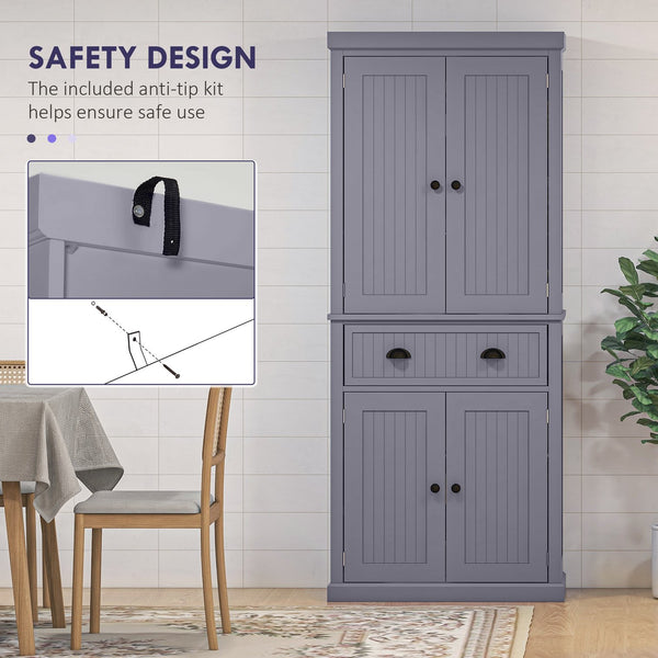 English Elm Homcom 72" Tall Kitchen Pantry Cabinet With Adjustable Shelves, Drawer & Classic Navy Blue Finish W2225P249922