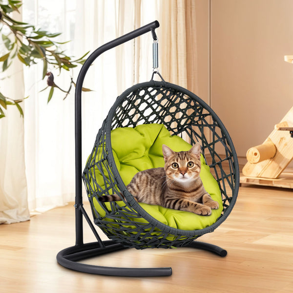 English Elm Cat Swing Bed With Cushion - Stylish Egg Chair For Cats & Small Dogs, Cozy Indoor/Outdoor Retreat! W2500P283890