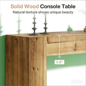 English Elm Wood Solid Fir Console Table Handcrafted Farmhouse Style for Entryway or Sofa T3971P448350