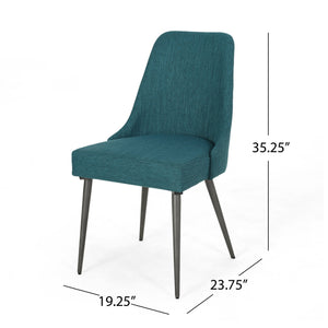 English Elm Christopher Knight Home® - DINING Chair Set of 2 Upholstered Modern Curved Back Dining Chairs with Powder-Coated Metal Legs Teal 62218.00T