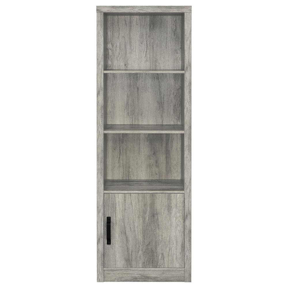 English Elm Conifer Slim Grey Driftwood Media Tower with 3 Shelves, Corner Space-Saving Storage & Weathered Finish B062P375402