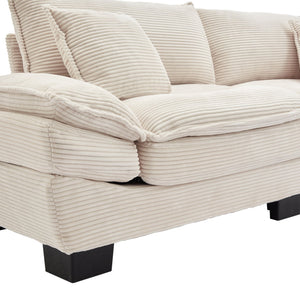 English Elm Corduroy Stylish Sleeper Sofa Loveseat with Dual-Layer Cushions & Two Support Pillows, Sturdy Frame Beige W676P184129
