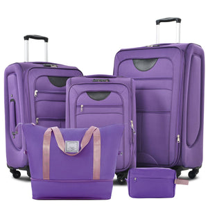 English Elm Softside Expandable Spinner Luggage Set with Tsa Lock Duffel Polyester Travel Purple N732P201004I
