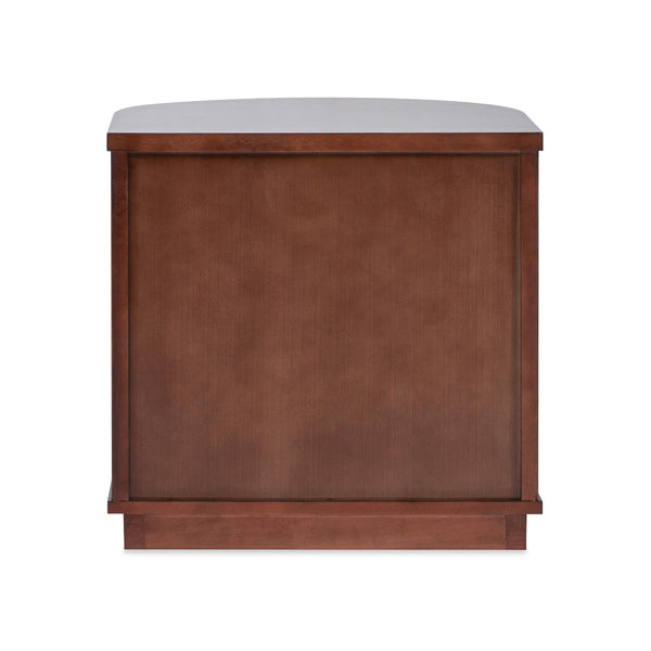 English Elm Jennifer Taylor Home - Valentine Half-Moon 24" 2-Drawer Side Table in Dark Walnut Beech Wood with Fluted Detail & Gold Pulls B2719P280173