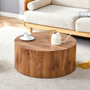 English Elm Cave Stone Patterned Mdf Round Coffee Table for Minimalist Industrial Living Rooms Wood W1151P460952