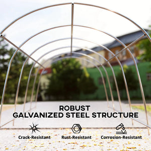 English Elm Portable Steel Frame Carport Canopy Upf50 Pe Cover Full Enclosure Vehicle Shelter Dark Gray T3971S00116