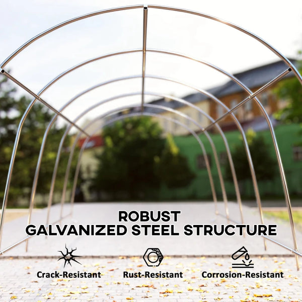 English Elm Portable Steel Frame Carport Canopy Upf50 Pe Cover Full Enclosure Vehicle Shelter Dark Gray T3971S00116